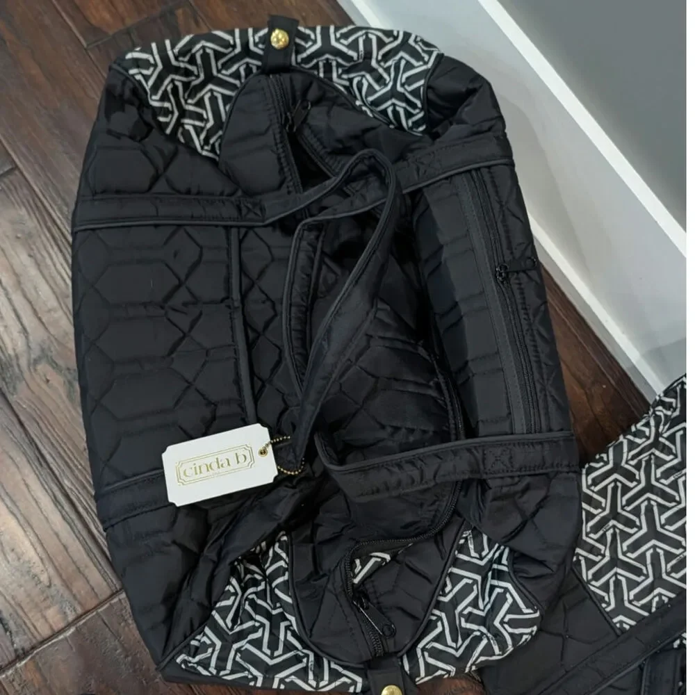 5 piece Cinda B Travel Bags Set Jet Set Black Carry On Rolly bag & Super tote ll